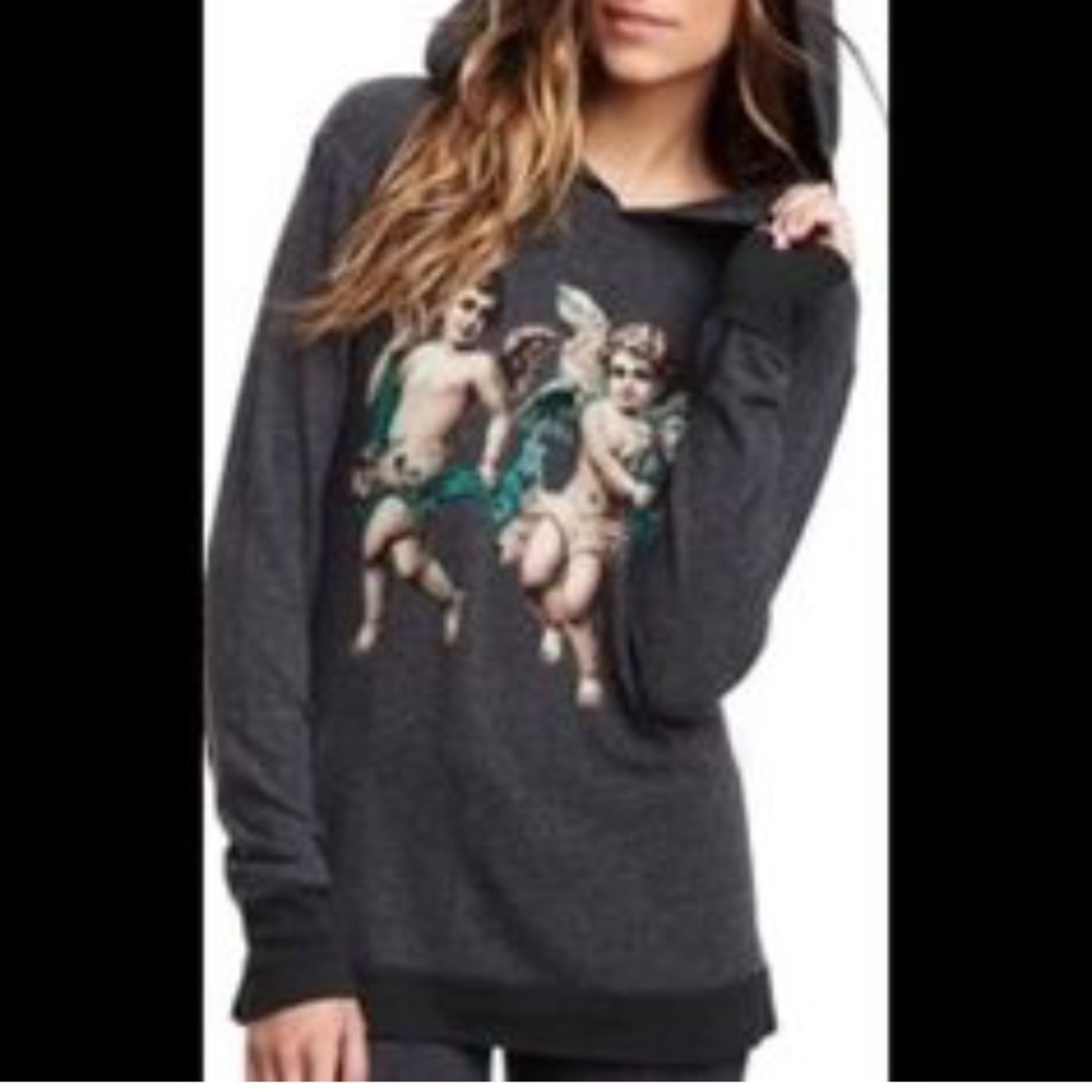 Wildfox Cherubs Gypsy Hoodie Slate Grey Small S